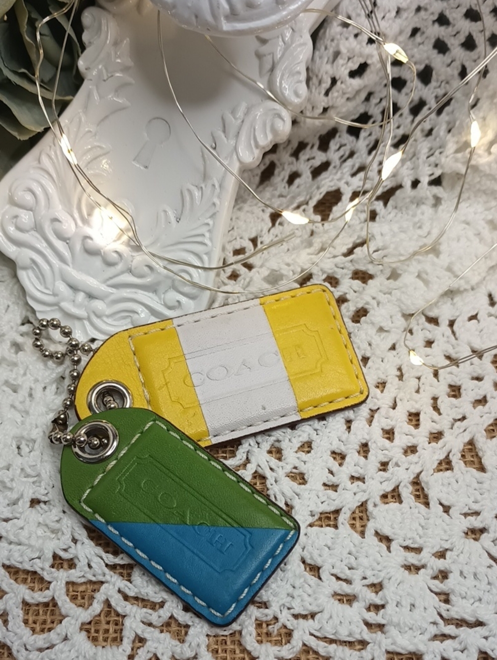 Coach Multicolor Leather Keychain Tags